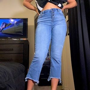 Distressed Cropped Denim Jeans